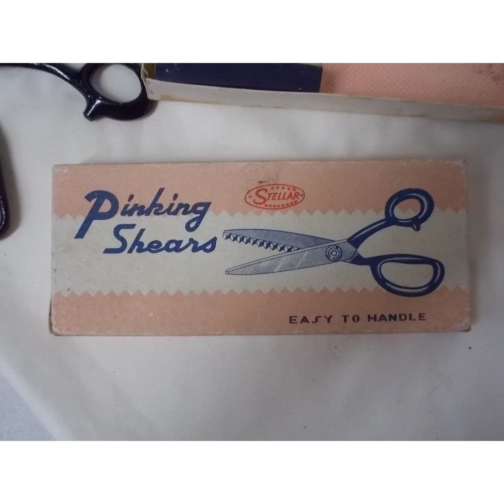 Vintage Stellar Pinking Shears Japan Steel Zig Zag Fabric Scissors with Box